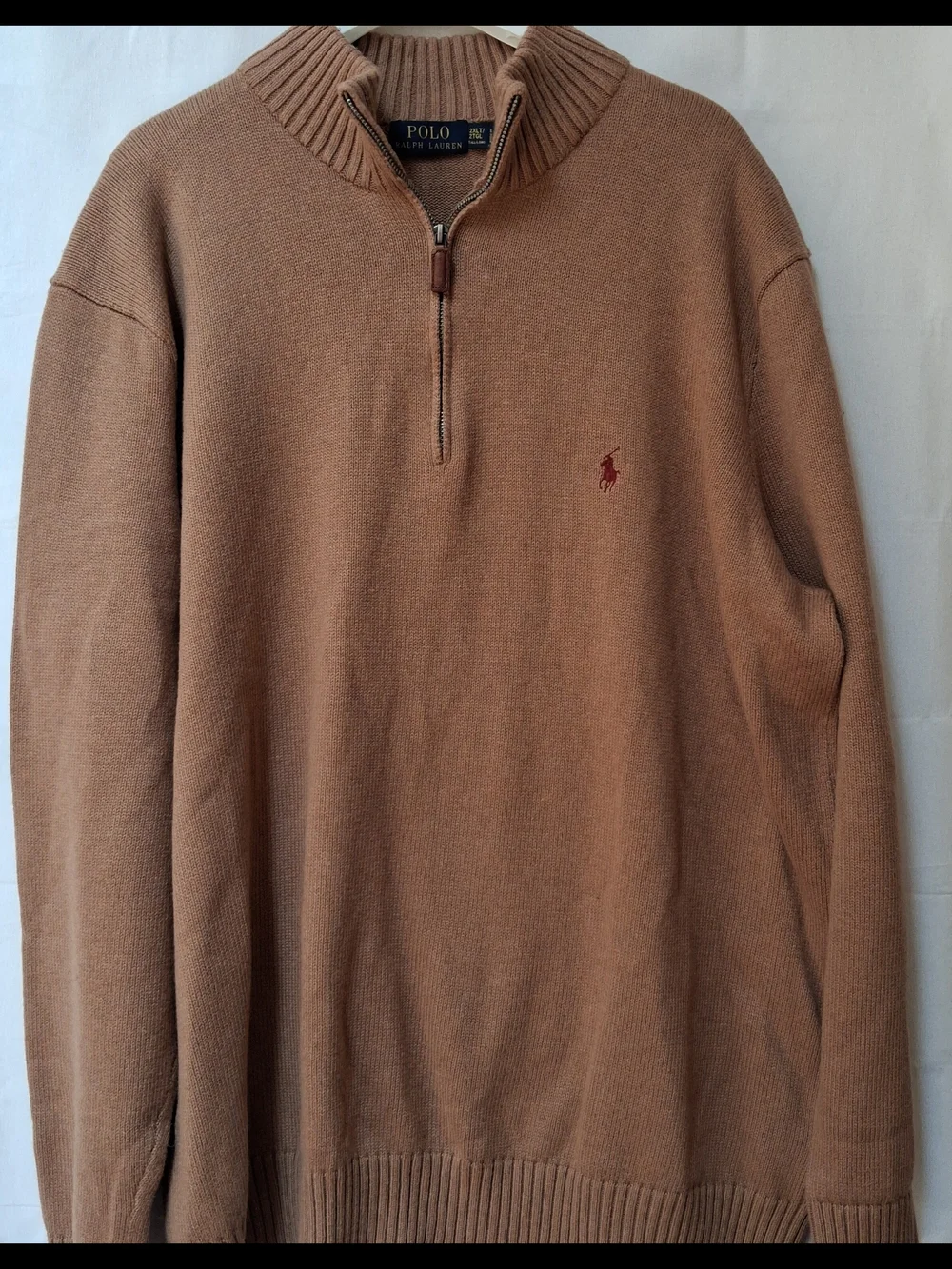 Polo by Ralph Lauren Brown Half-Zip Sweater with Red Pony 2XLT/2TGL